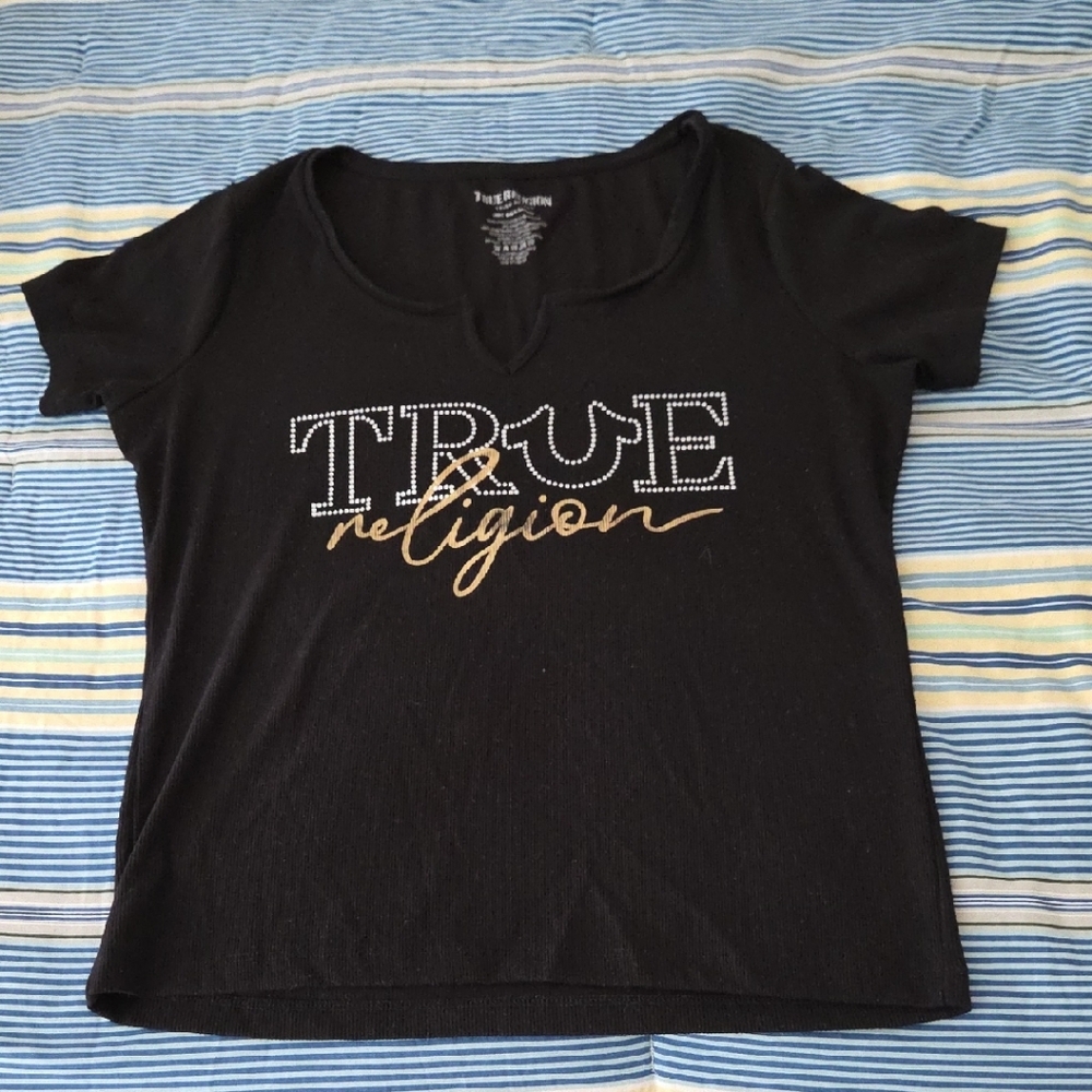 True Religion Black Graphic Short Sleeve Tee